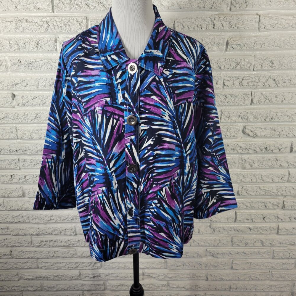 Christopher & Banks Women's XL Shacket Jacket Purple Blue Floral FLO92E